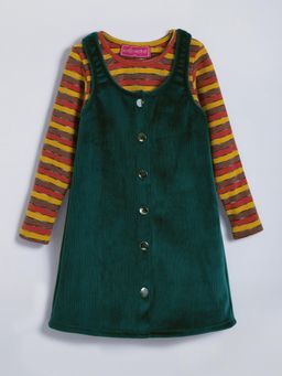 Hopscotch - Striped Pinafore Dress with T-shirt