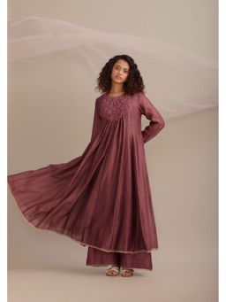 Myoho - Rose Long Chanderi Kalidar Kurta with Pants