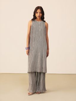 Ritu Kumar - Grey Aubrey Sleeveless Kurta with Palazzo