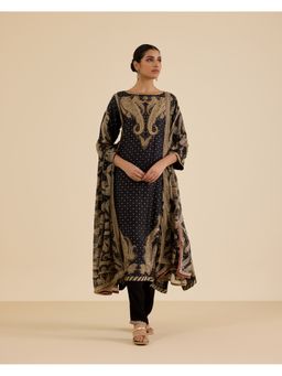 Ritu Kumar - Beige Dancing Paisley K Kurta with Pant and Dupatta