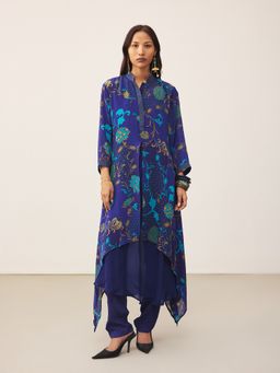 Ritu Kumar - Turquoise Calico K Kurta with Pant and Inner