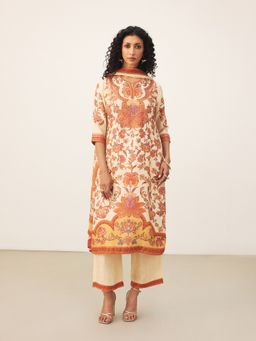 Ritu Kumar - Off White Myra K Kurta with Pant and Dupatta