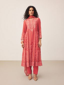 Ritu Kumar - Red Maya Kurta with Pant and Dupatta
