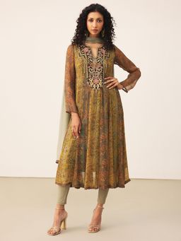 Ritu Kumar - Yellow Aplooza Full Sleeves Kurta with Leggings and Dupatta