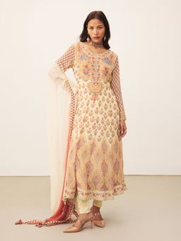 Ritu Kumar - Off White Amaraa Kurta with Leggings and Dupatta