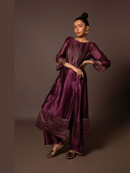Myoho - Purple Dupion Silk Kuta with Pant