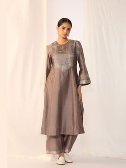 Myoho - Grey Embroidered Kurta with Pant