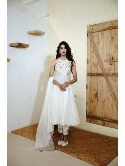 WABI SABI by Anshum-Ritesh - Santorini Sunset Ivory Anarkali Kurta with Pant and Dupatta