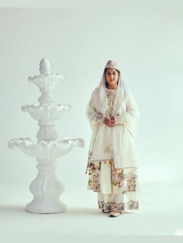 WABI SABI by Anshum-Ritesh - Ivory Anarkali Kurta with Palazzo and Dupatta
