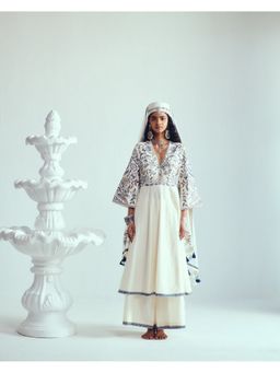 WABI SABI by Anshum-Ritesh - Gol-O-Morgh Ivory Anarkali Kurta with Palazzo and Dupatta