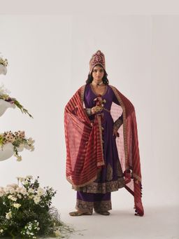WABI SABI by Anshum-Ritesh - Regal Bloom Purple Anarkali Kurta with Pant and Dupatta