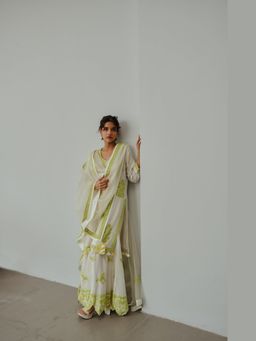 WABI SABI by Anshum-Ritesh - Titli Ivory Kurta with Sharara and Dupatta