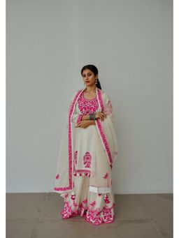 WABI SABI by Anshum-Ritesh - Beaming Bee Ivory Kurta with Sharara and Dupatta