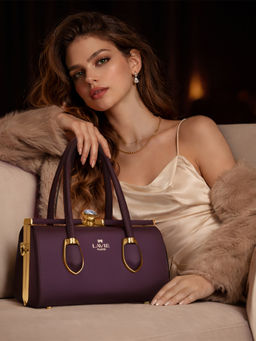 Lavie Paris - Women's Gazelle Frame Satchel Bag with Detachable Strap -Wine (SMALL)