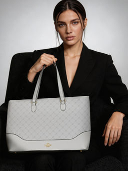 Lavie Paris - Women's Rene Laptop Tote Bag- Off White (LARGE)