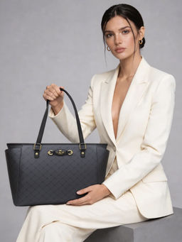 Lavie Paris - Women's Adele Laptop Tote Bag- Charcoal (LARGE)
