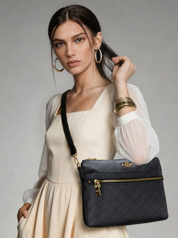 Lavie Paris - Women's Agnes Monogram Sling Bag -Charcoal (SMALL)