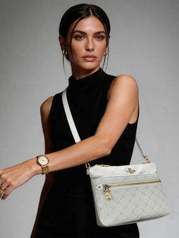 Lavie Paris - Women's Agnes Monogram Sling Bag -Off White (SMALL)