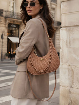 Lavie Paris - Women Brown Pli Elite Cres Shoulder Bag with Detachable Strap (M)