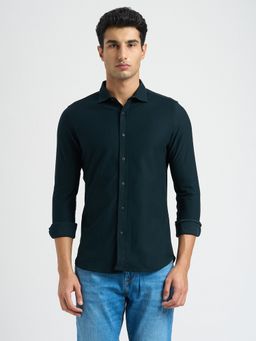 Selected - Men Green Knitted Full Sleeves Shirt