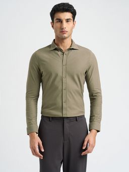 Selected - Men Brown Knitted Full Sleeves Shirt