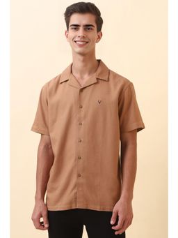 Allen Solly - Brown Textured Half Sleeves Casual Shirt