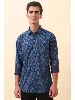 Allen Solly - Navy Blue Floral Full Sleeves Casual Shirt
