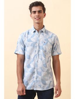 Allen Solly - Light Blue Printed Half Sleeves Casual Shirt