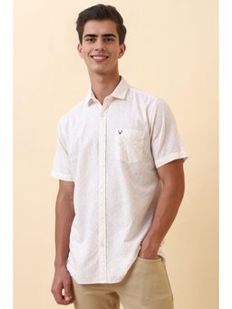 Allen Solly - Beige Printed Half Sleeves Casual Shirt