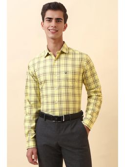 Allen Solly - Light Yellow Check Full Sleeves Formal Shirt