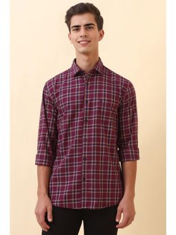 Allen Solly - Maroon Check Full Sleeves Casual Shirt