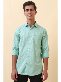 Allen Solly - Green Printed Full Sleeves Casual Shirt