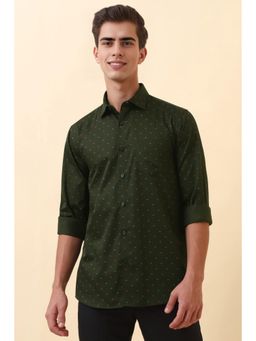 Allen Solly - Olive Printed Full Sleeves Casual Shirt