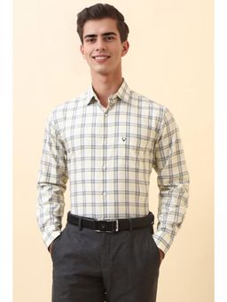 Allen Solly - Light Yellow Check Full Sleeves Formal Shirt