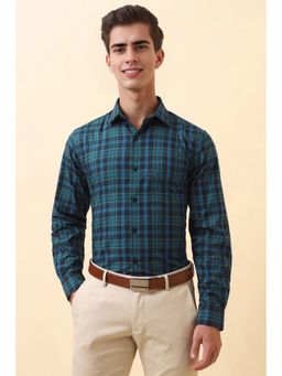 Allen Solly - Navy Blue Check Full Sleeves Formal Shirt
