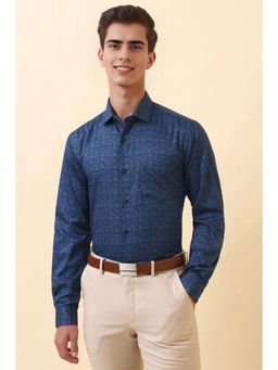 Allen Solly - Navy Blue Printed Full Sleeves Formal Shirt
