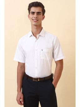 Allen Solly - White Solid Half Sleeves Formal Shirt
