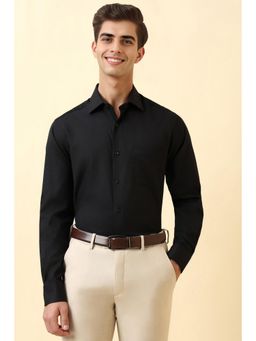 Allen Solly - Black Textured Full Sleeves Formal Shirt
