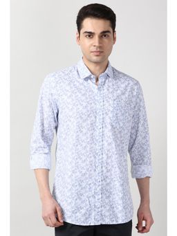 Peter England - White Printed Full Sleeves Casual Shirt