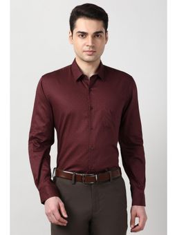 Peter England - Maroon Full Sleeves Formal Shirt