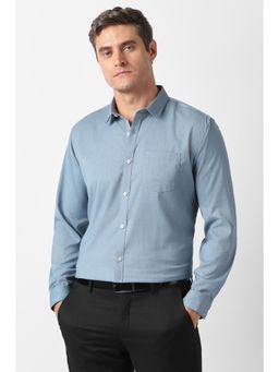 Van Heusen - Blue Solid Full Sleeves Shirt