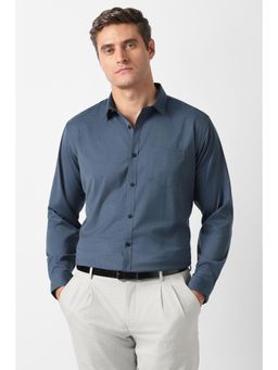 Van Heusen - Navy Blue Solid Full Sleeves Shirt