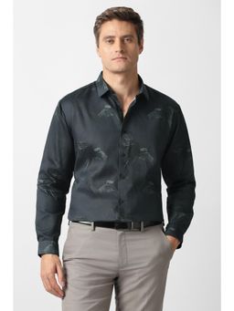 Van Heusen - Navy Blue Printed Full Sleeves Shirt