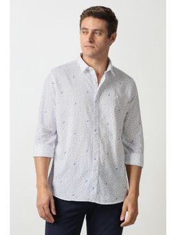 Van Heusen - White Printed Full Sleeves Shirt