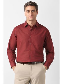 Van Heusen - Maroon Solid Full Sleeves Shirt