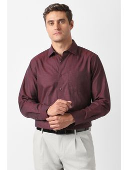 Van Heusen - Maroon Textured Full Sleeves Shirt