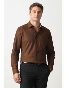 Van Heusen - Brown Textured Full Sleeves Shirt