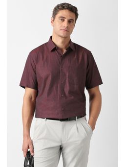 Van Heusen - Maroon Textured Half Sleeves Shirt