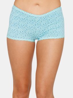 Zivame - Low Rise Full Coverage Boyshort Panty - Gardenprint Aruba Blue