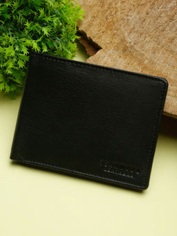 Teakwood - Leathers Men Black Solid Two Fold RFID Protected Leather Wallet